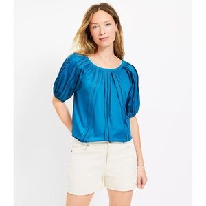 LOFT Cutout Raglan Sleeve Blouse in Grotto Teal